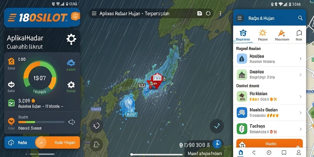 Tampilan antarmuka 180SLOT menyajikan radar hujan yang akurat.