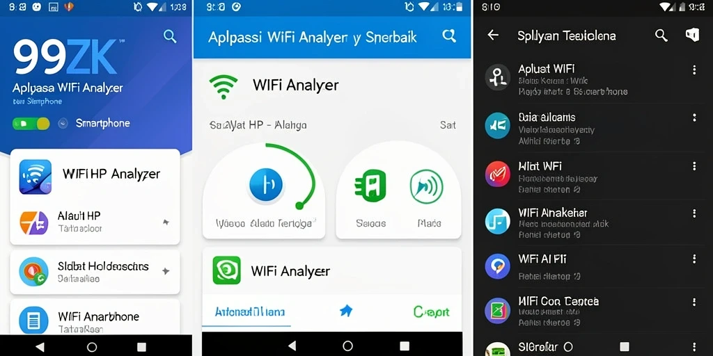 Antarmuka aplikasi 99ZK menunjukkan analisis jaringan WiFi secara real-time.