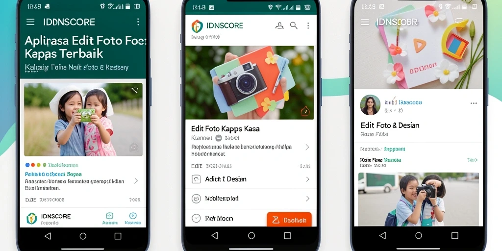 Antarmuka IDNSCORE yang modern untuk edit foto kertas kaca.