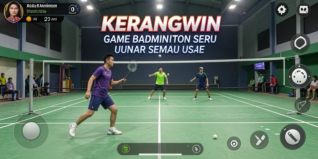Tampilan antarmuka KERANGWIN saat bermain badminton online.