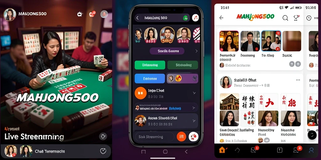 Antarmuka MAHJONG500 menampilkan fitur Live Streaming yang menarik dan interaktif.