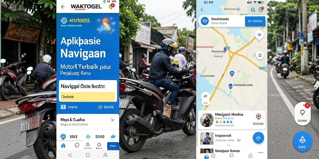 Tampilan antarmuka WAKTOGEL saat navigasi motor.