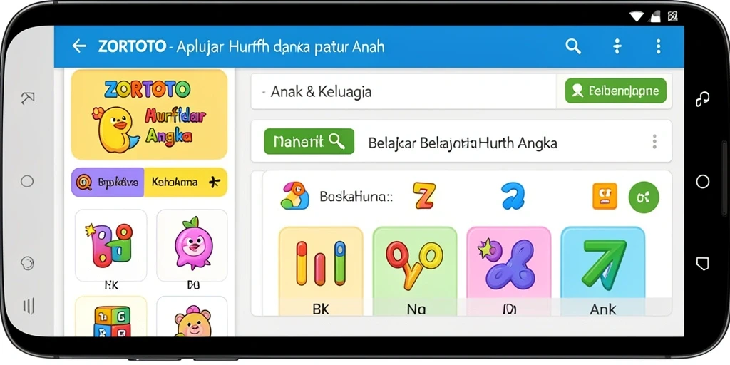 Screenshot utama ZORTOTO menampilkan antarmuka edukatif yang ceria.